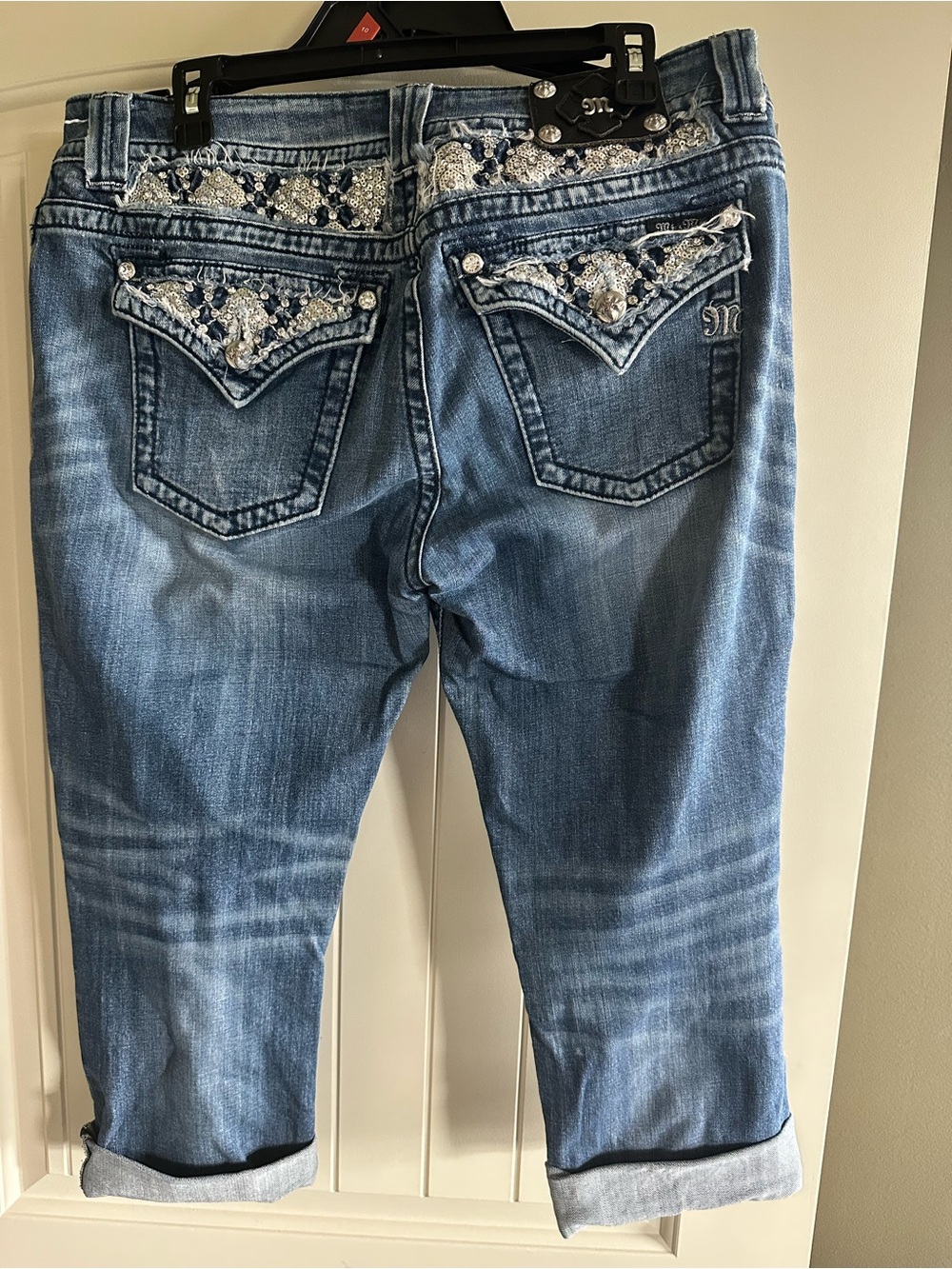 Miss Me Light Blue Embellished Ankle Crop Jeans
